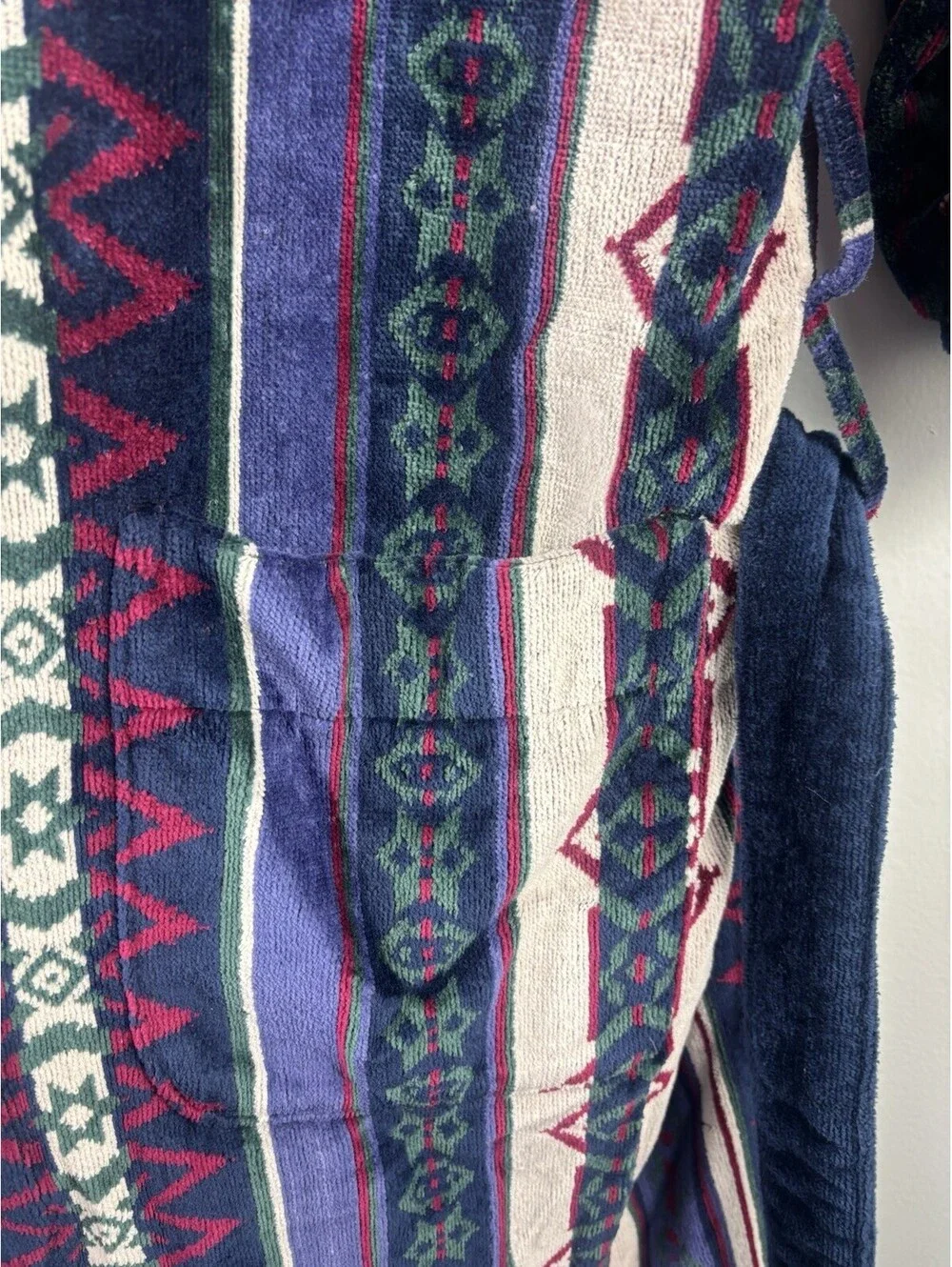 VTG Stafford Knightsbridge Men’s Robe Southwest Geometric Pattern Plush Cotton